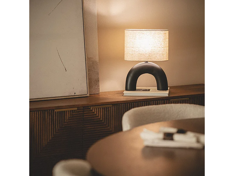 Lámpara de Mesa Cerámica y Tela Callie Negro