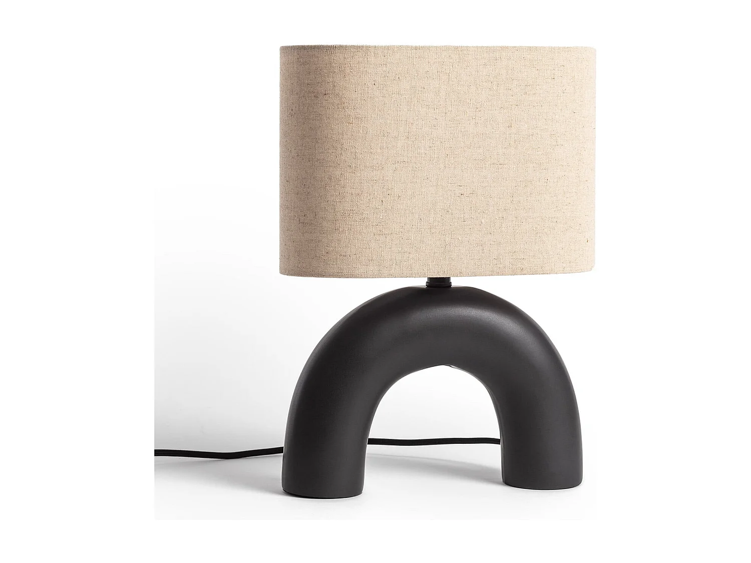 Lampe à Poser Céramique et Tissu Callie  Noir