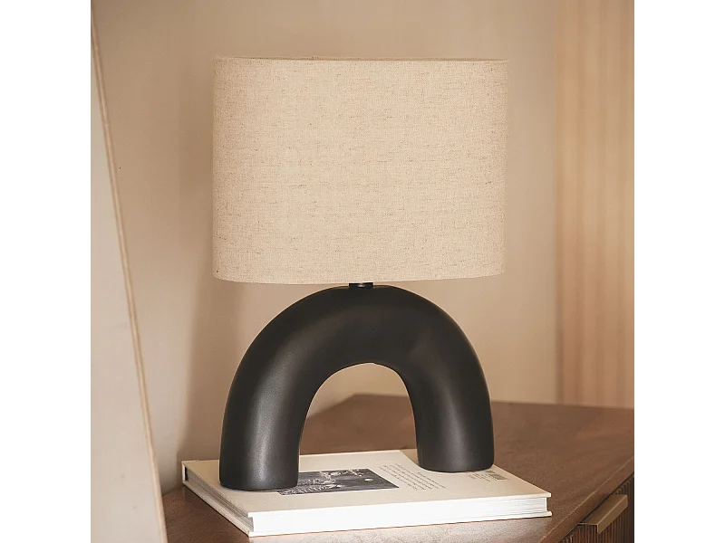 Lampe à Poser Céramique et Tissu Callie  Noir