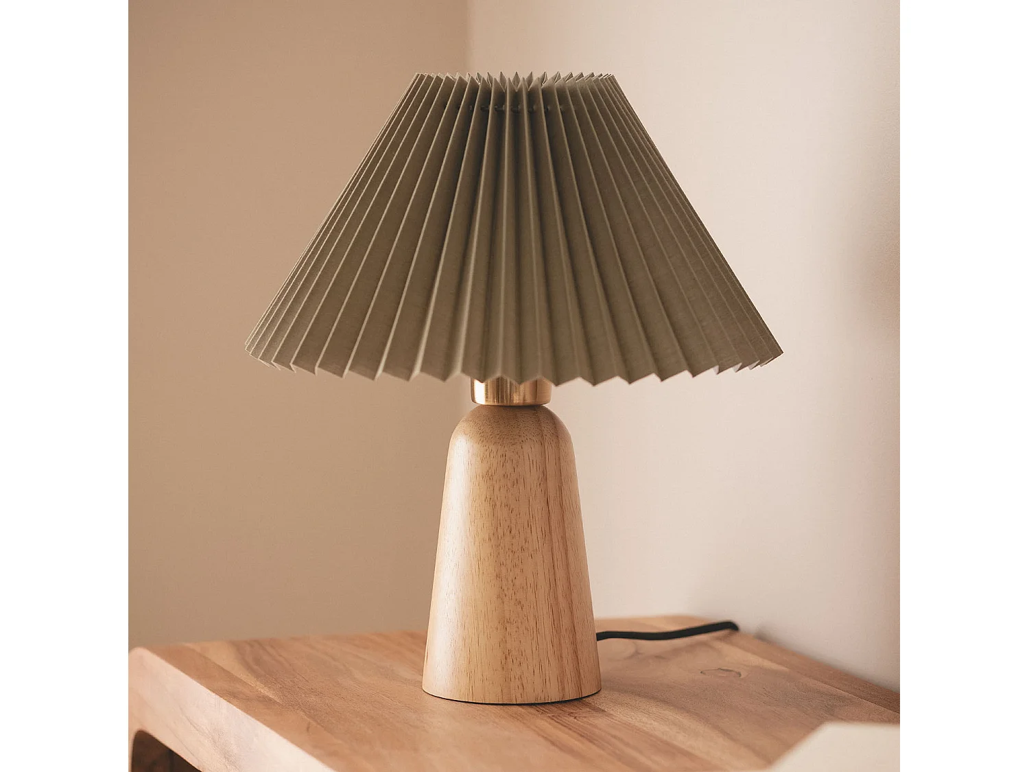 Lampe à Poser Bois Willow Vert kaki