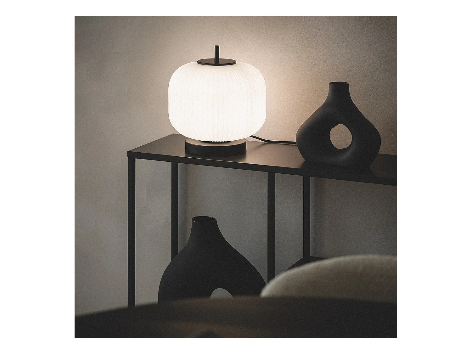 Lampe à Poser Métal et Verre Beca Noir