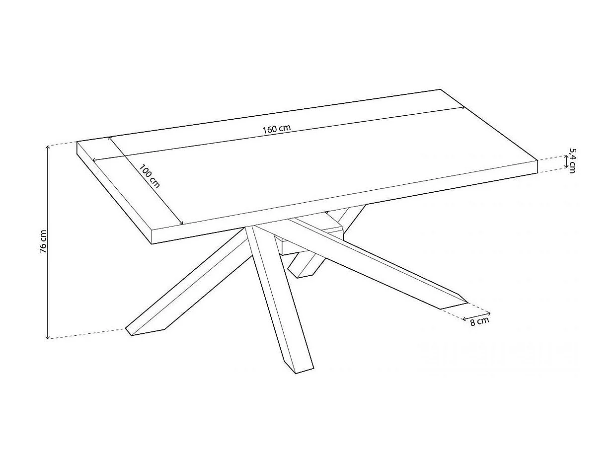 Mesa de comedor Xena patas cruzadas tapa regular roble Nordish/blanco 76x160x100 cm Adec
