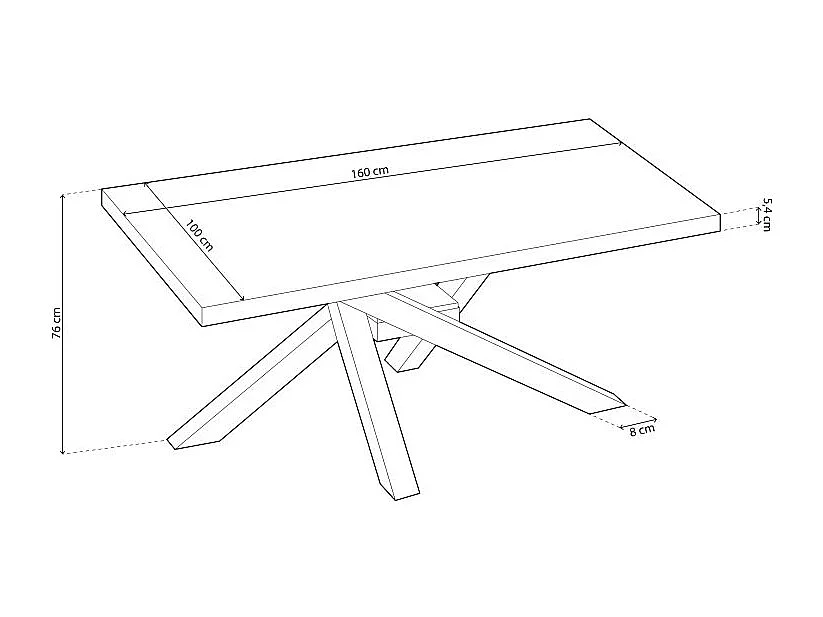 Mesa de comedor Xena patas cruzadas tapa regular roble Nordish/blanco 76x160x100 cm Adec