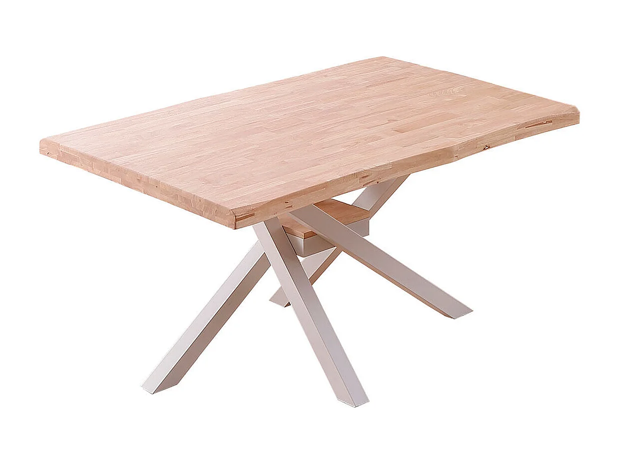 Mesa de comedor Xena forma patas cruzadas tapa irregular roble Nordish/blanco 76x150x90 cm Adec