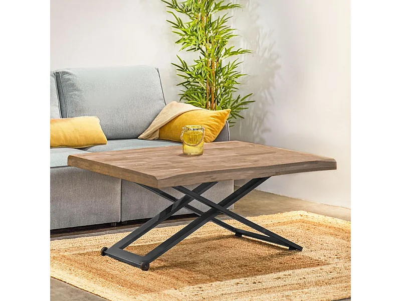 Mesa de centro elevable Lada Fit Roble Honey - Negro