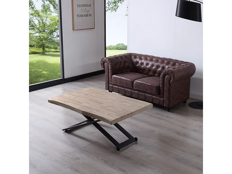 Mesa de centro elevable Lada Fit Roble Honey - Negro