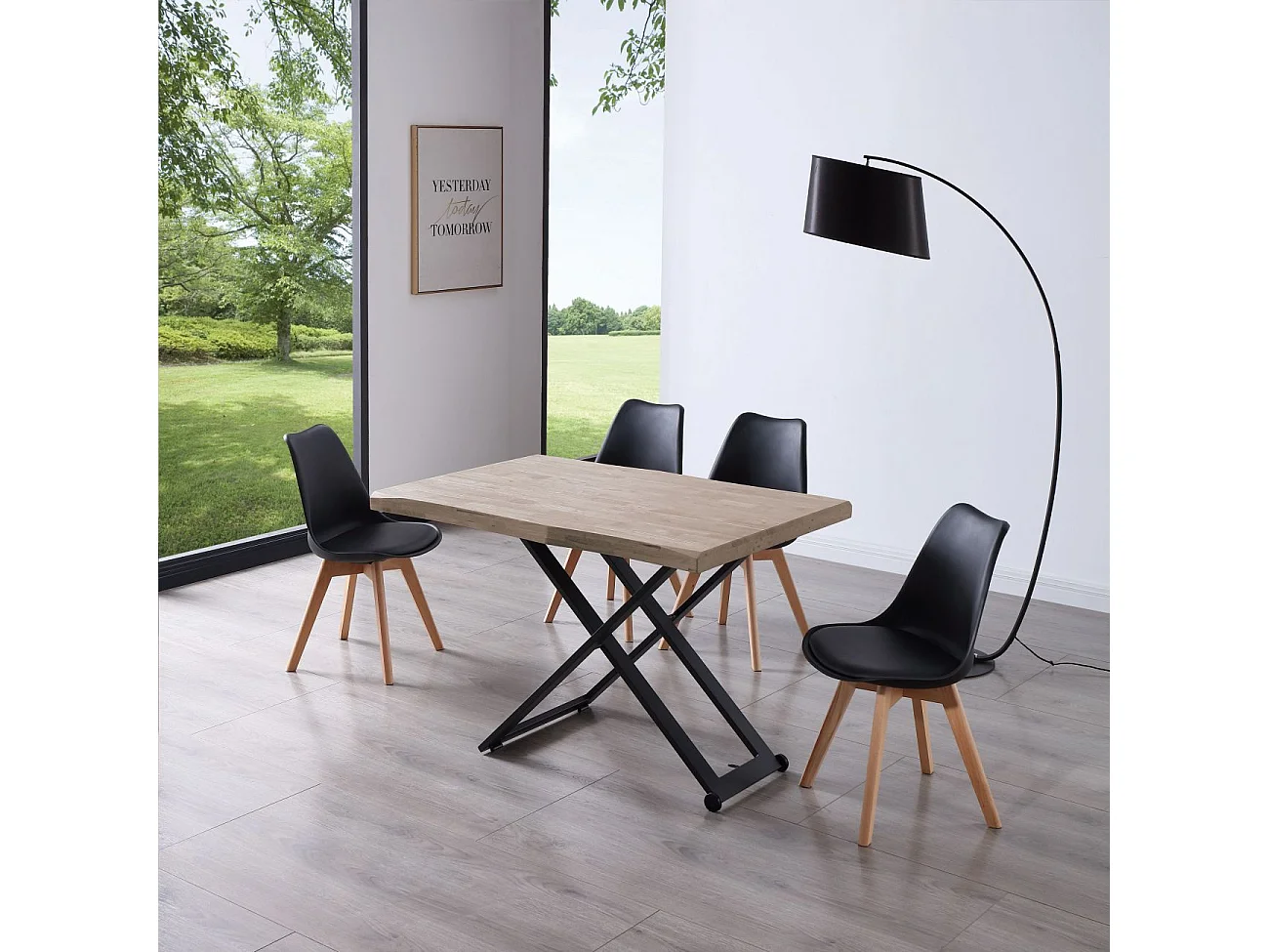 Mesa de centro elevable Lada Fit Roble Honey - Negro