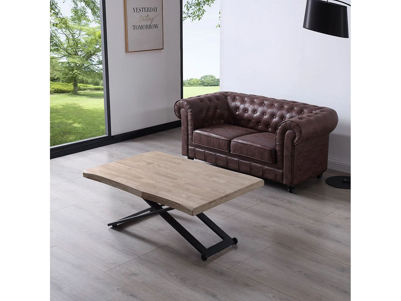 Mesa de centro elevable Lada Fit Roble Honey - Negro