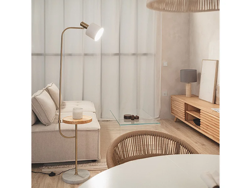 Lámpara de Pie Metal y Mármol Dafne Blanco