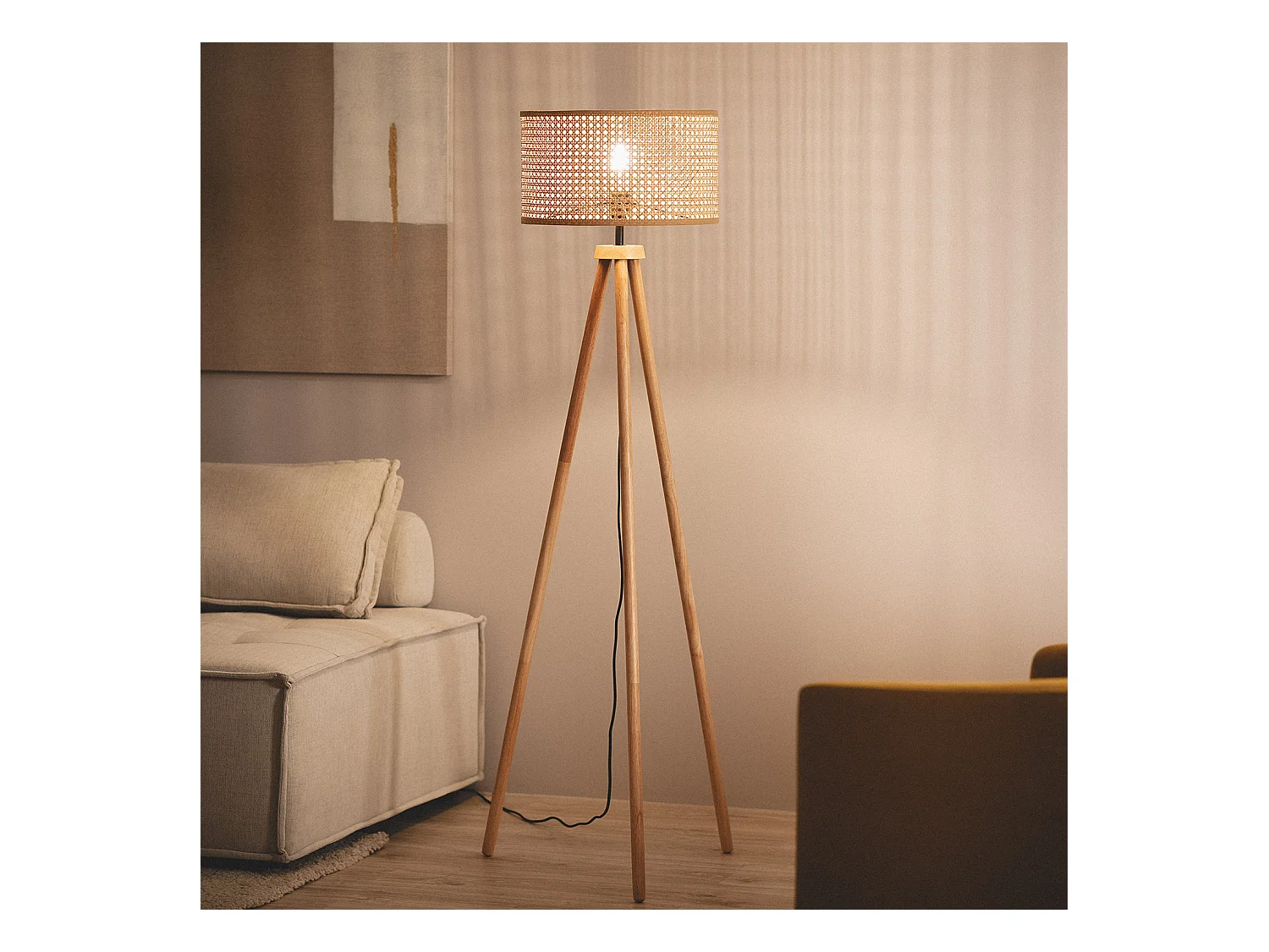 Lampadaire Rotin Adirane  Naturel