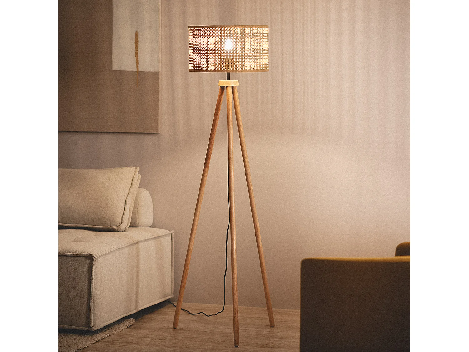 Lampadaire Rotin Adirane  Naturel