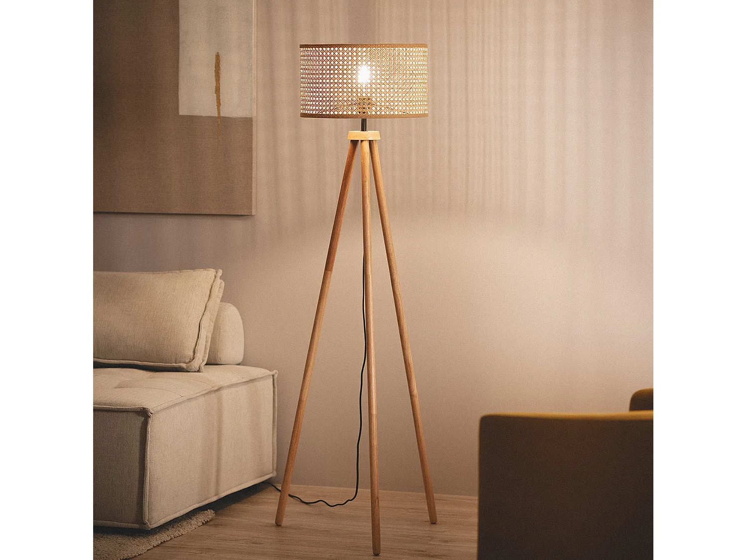 Lampadaire Rotin Adirane  Naturel