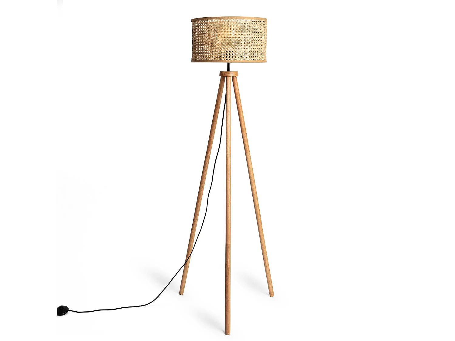 Lampadaire Rotin et Bois Adirane  Naturel