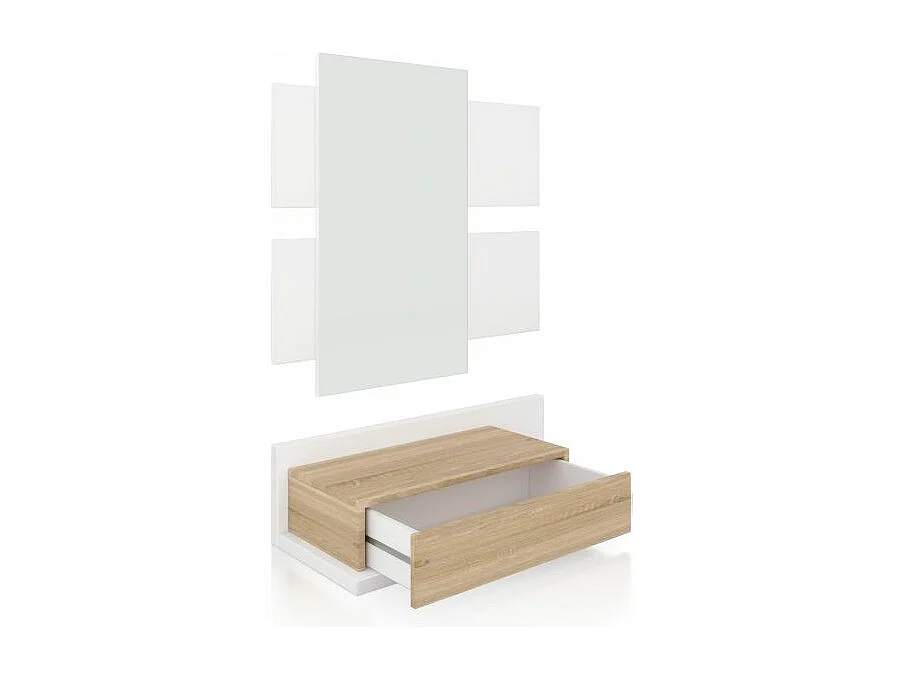 Mueble recibidor Milo Blanco Artik (Blanco Mate) - Roble Canadian
