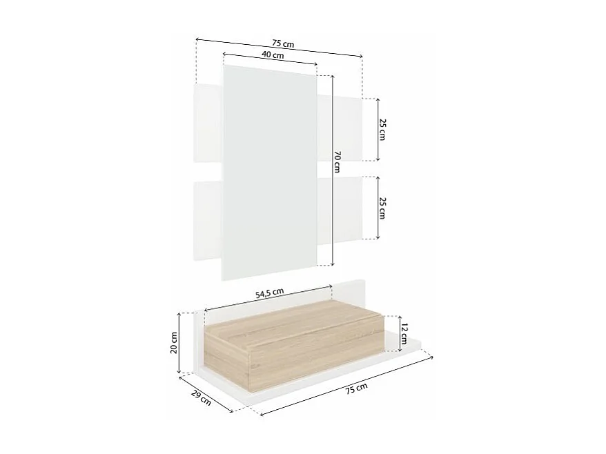 Mueble recibidor Milo Blanco Artik (Blanco Mate) - Roble Canadian