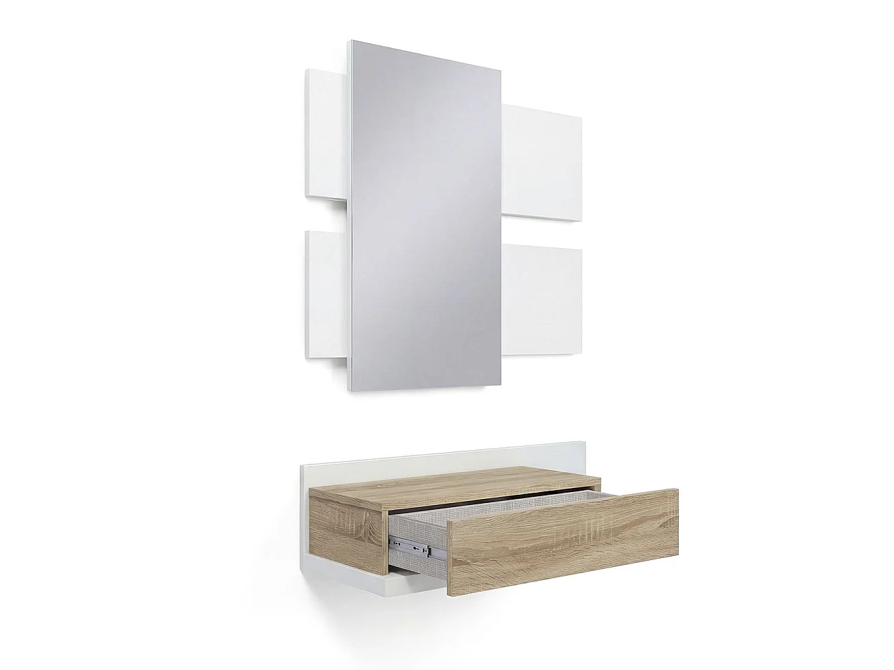 Mueble recibidor Milo Artik White (Branco mate) - Carvalho canadiano