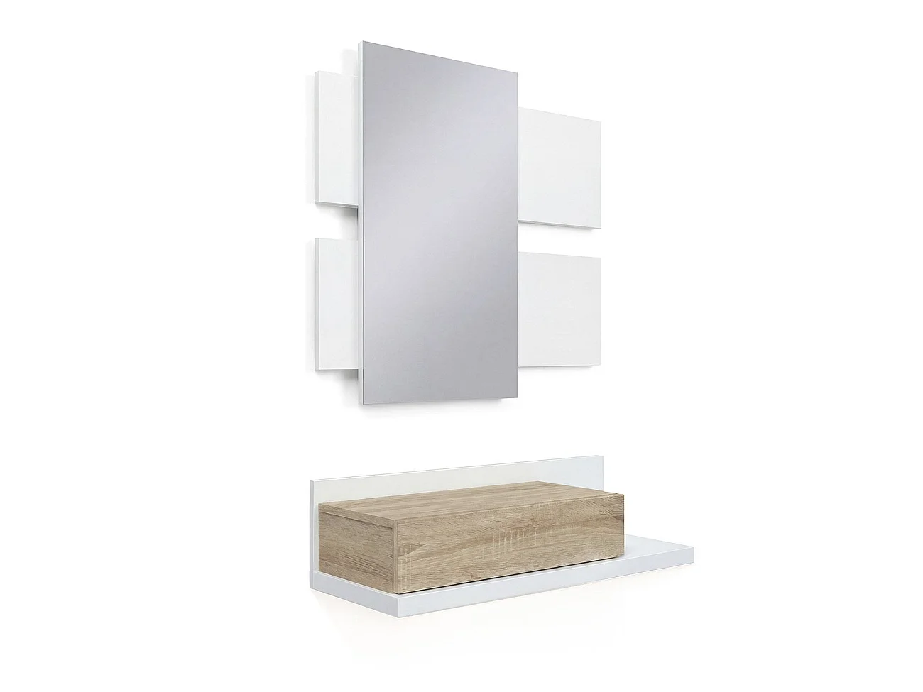 Mueble recibidor Milo Artik White (Branco mate) - Carvalho canadiano