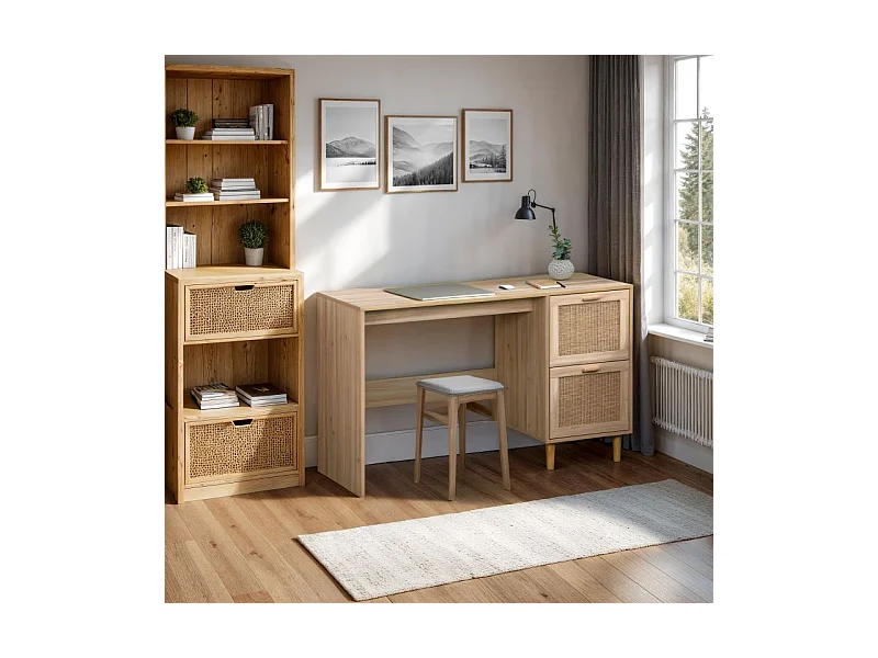 Mesa de estudio Made Pino - Rattan