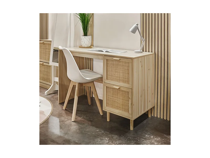 Mesa de estudio Made Pino - Rattan