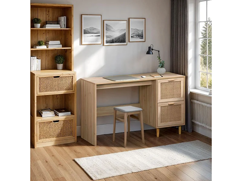 Mesa de estudio Made Pino - Rattan