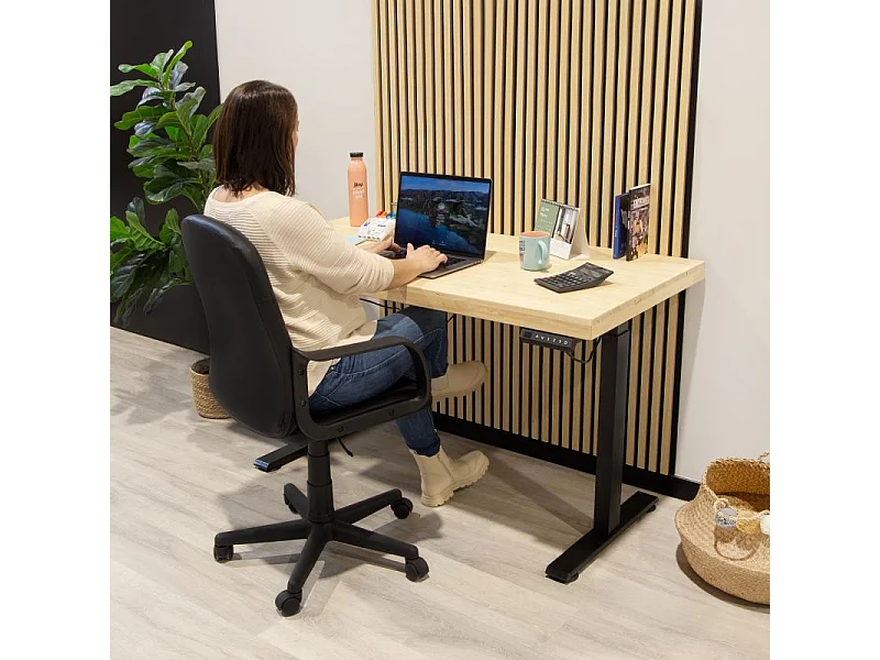 Mesa de estudio elevable Motion 140 Negro - Roble