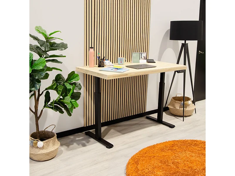 Mesa de estudio elevable Motion 140 Negro - Roble