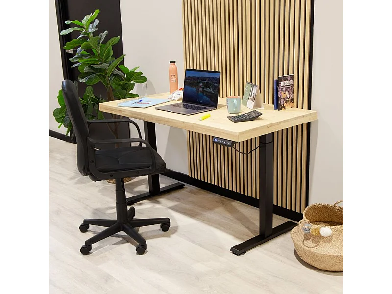 Mesa de estudio elevable Motion 140 Negro - Roble