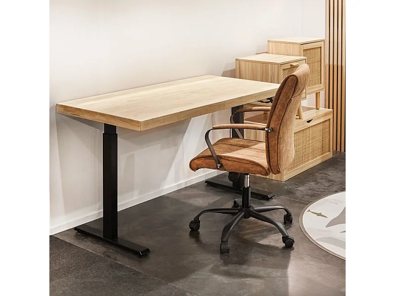 Mesa de estudio elevable Motion 140 Negro - Roble