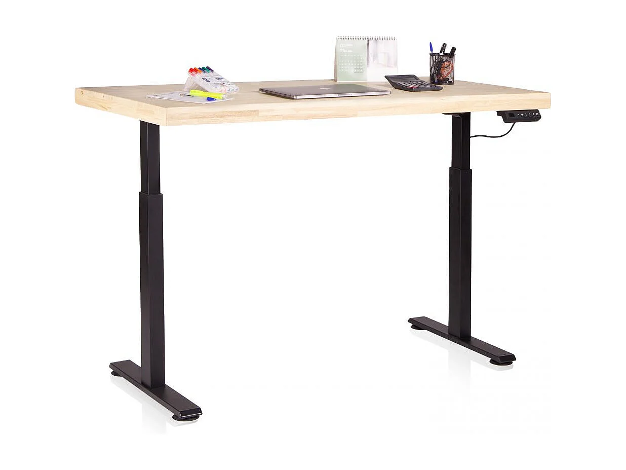 Mesa de estudio elevable Motion 140 Negro - Roble
