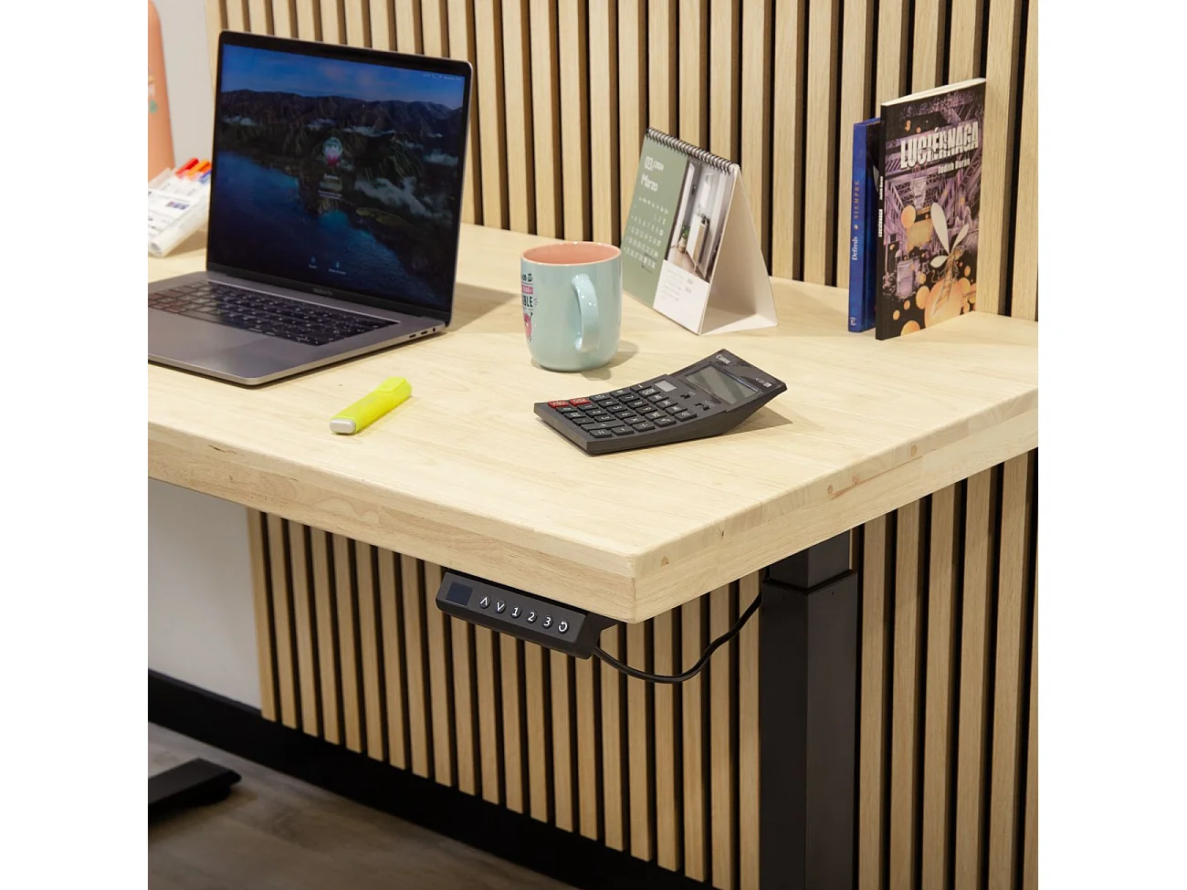 Mesa de estudio elevable Motion 140 Negro - Roble