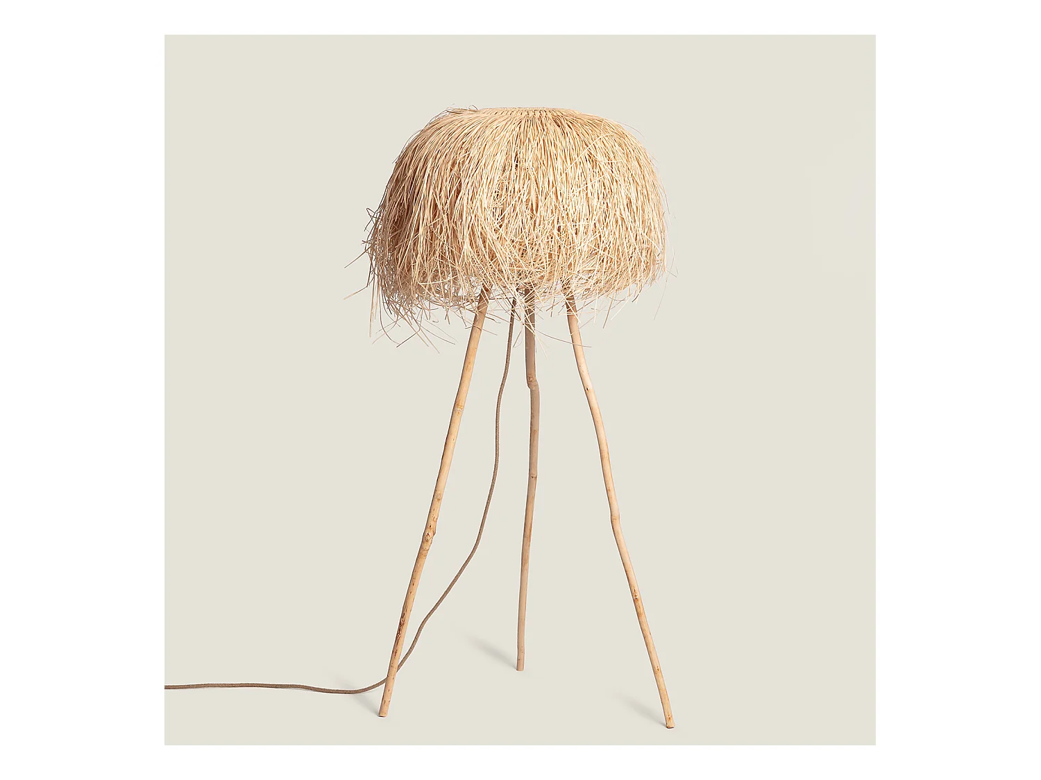 lampadaire en rotin Lasje Naturel