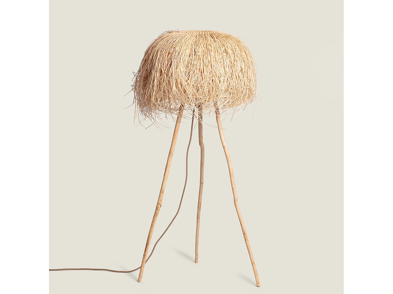 lampadaire en rotin Lasje Naturel