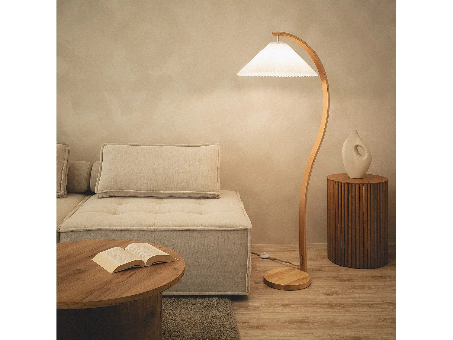 Lampadaire Bois Luanda Blanc