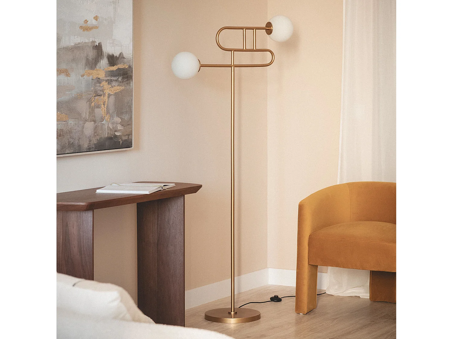 Lampadaire Métal Rowsley Doré