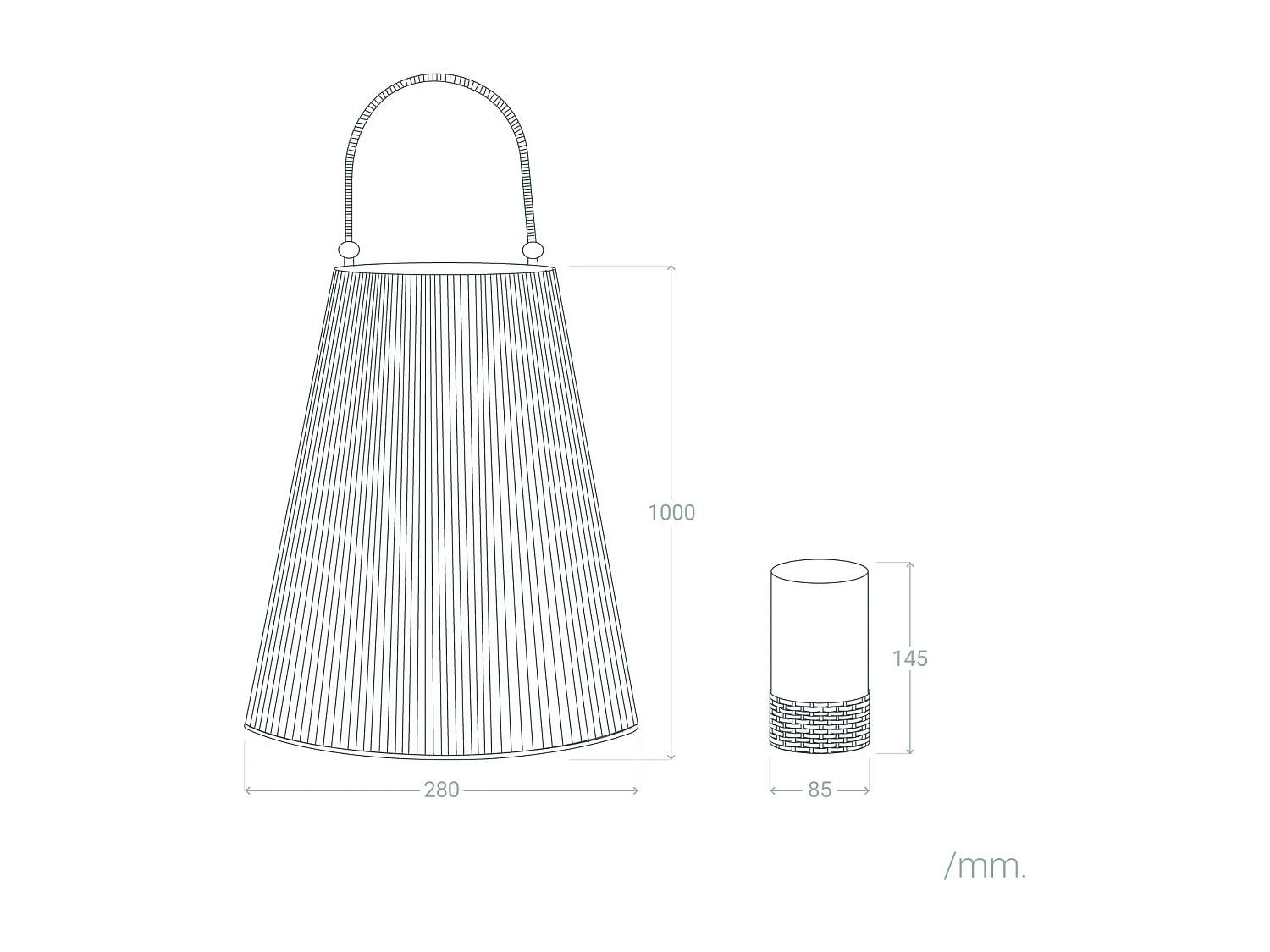 Lámpara de Pie LED Batería Exterior Nora 1000 mm