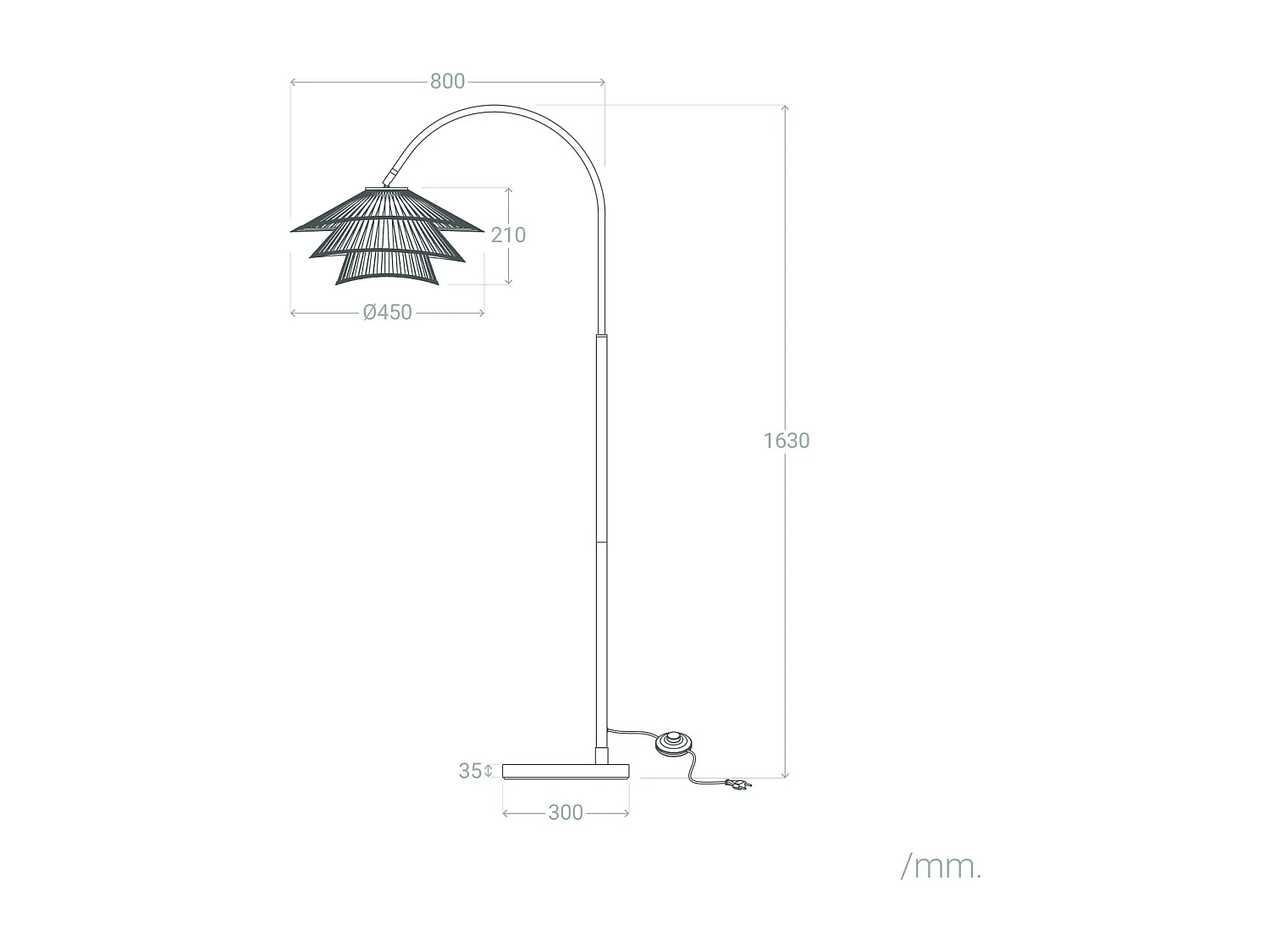 Lampadaire Métal et Bambou Ailén Blanc