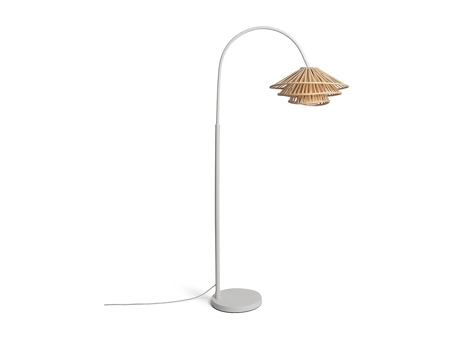 Lampadaire Métal et Bambou Ailén Blanc
