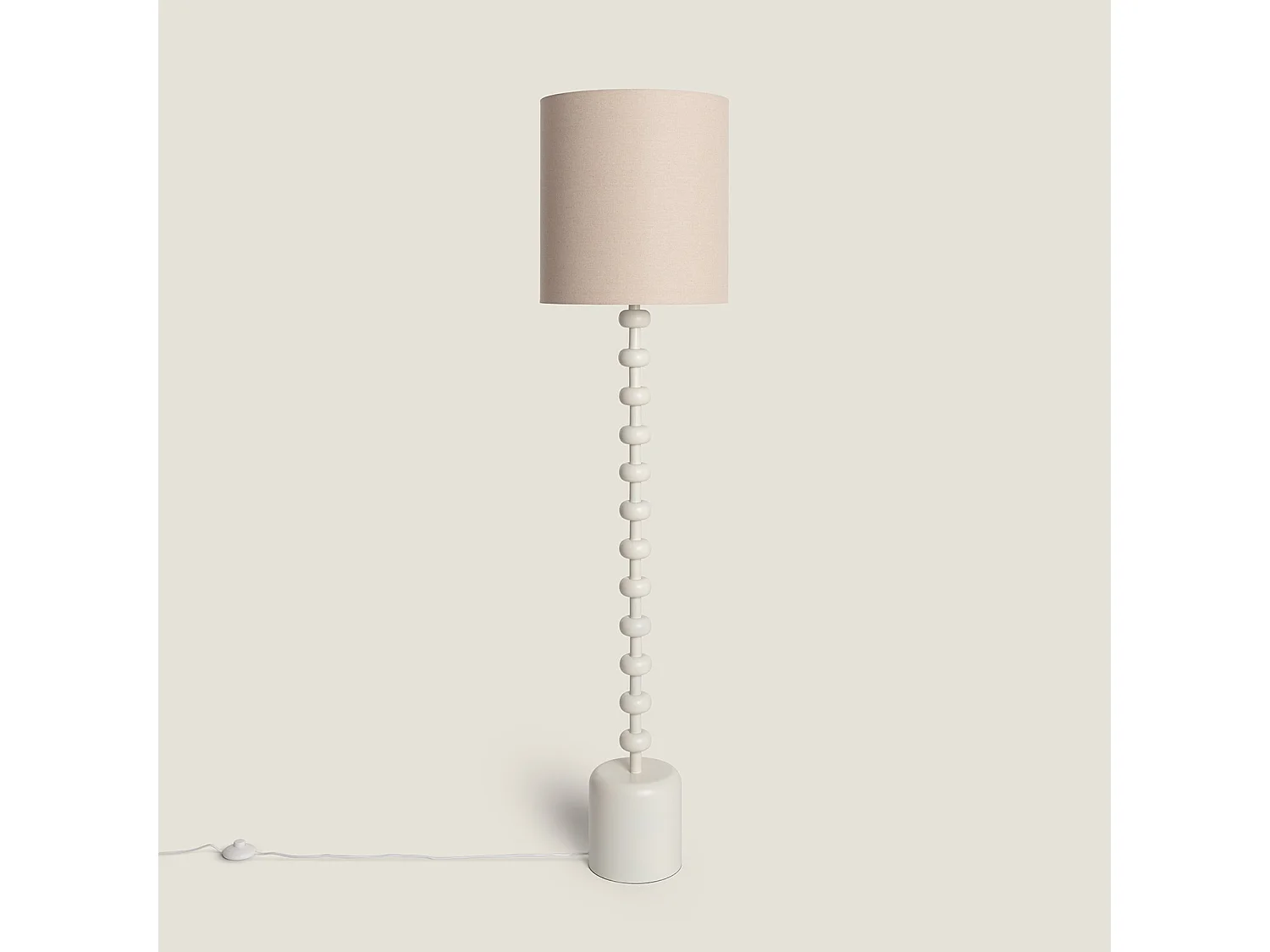 Lampadaire Métal et Lin Aimahar Blanc Gardénia