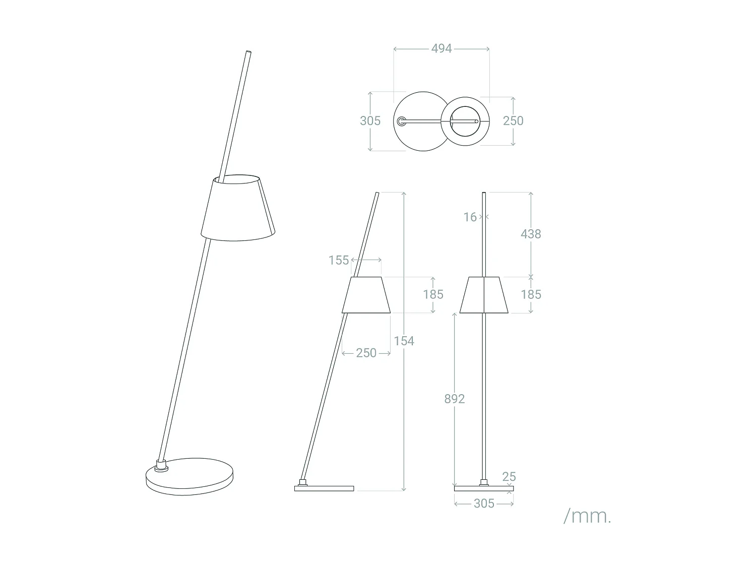Lampadaire Métal Bardney Doré