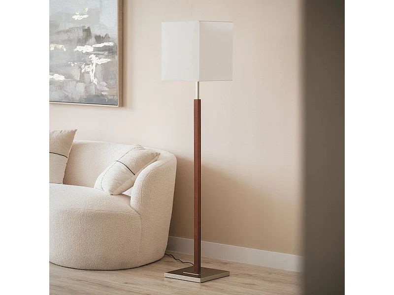 Lampadaire Bois et Métal Lizza Blanc