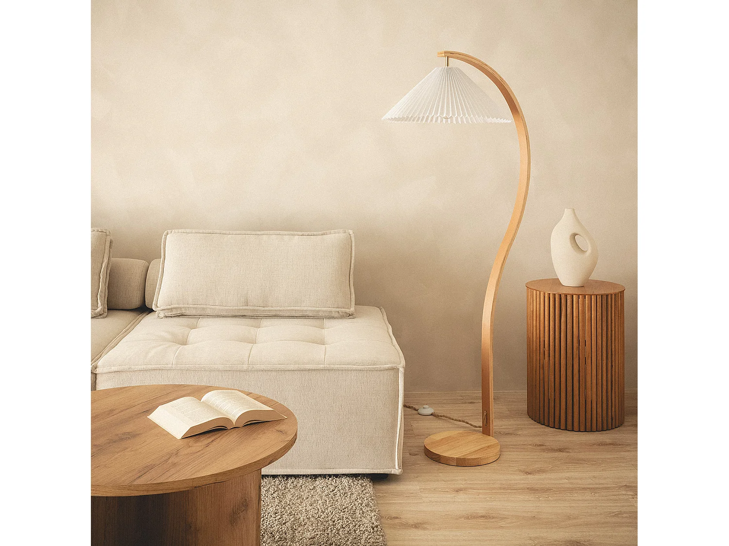 Lampadaire Bois Luanda Orange