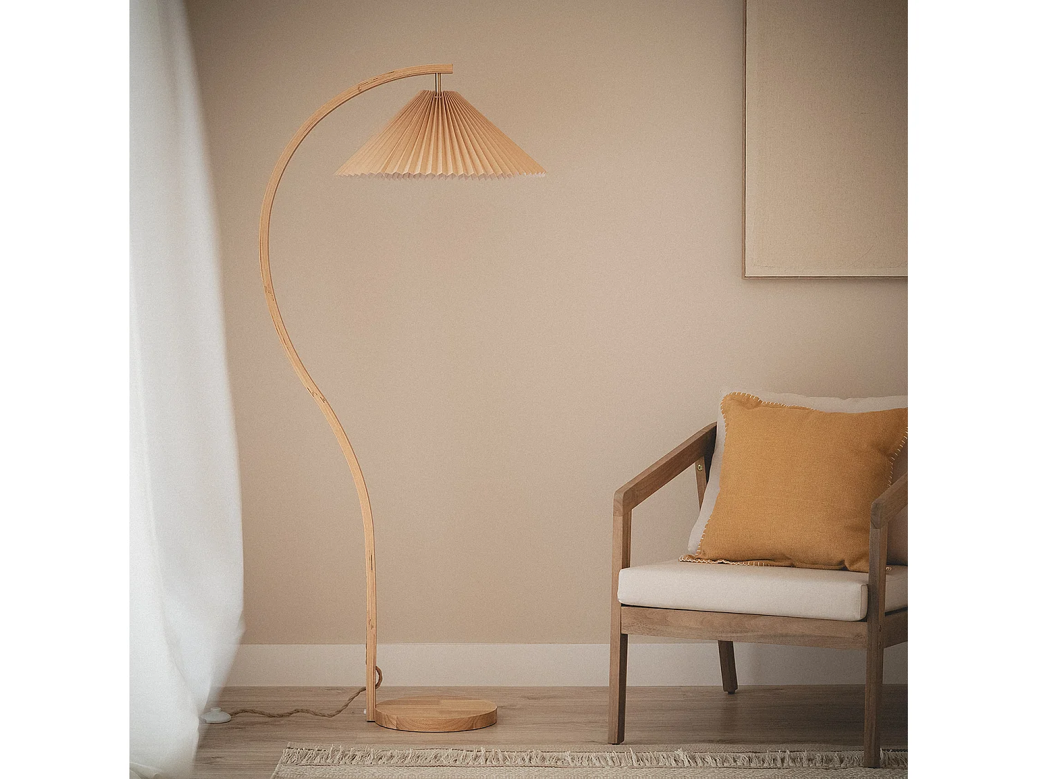 Lampadaire Bois Luanda Orange
