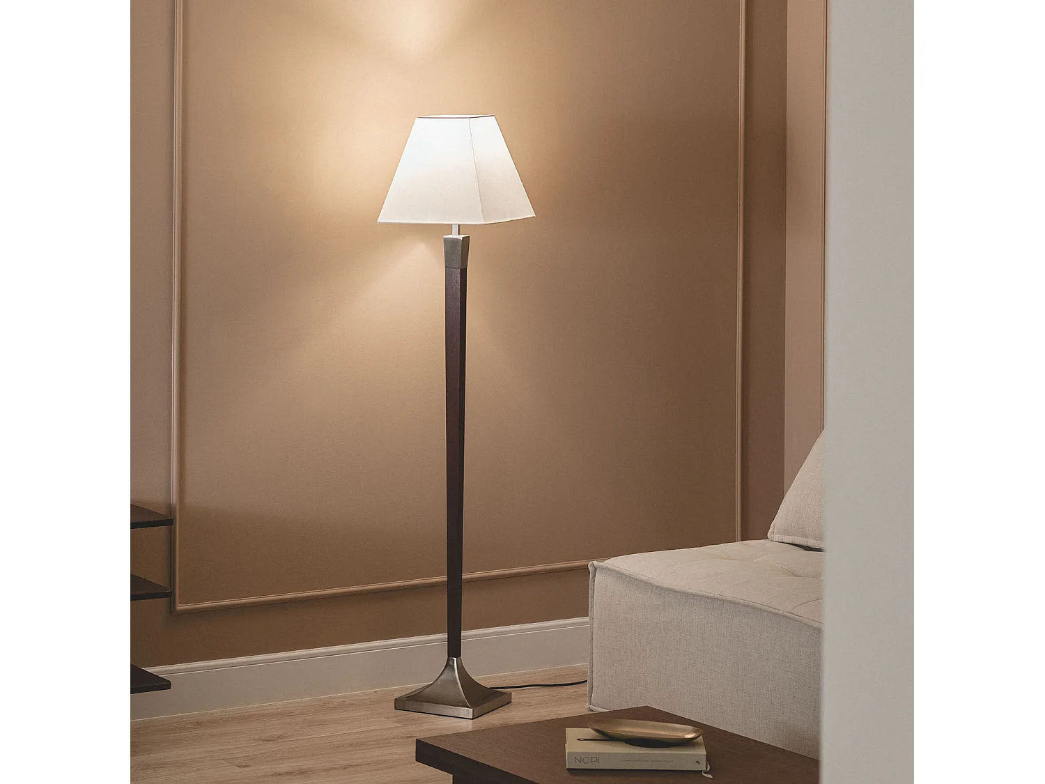 Lampadaire Bois et Métal Lizza Piramis Blanc