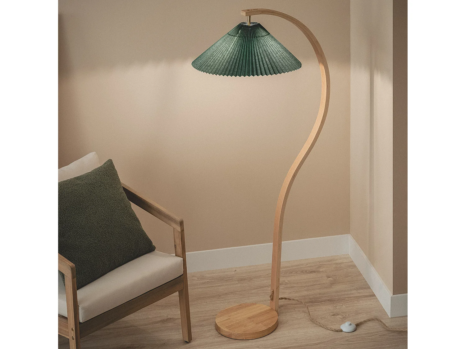 Lampadaire Bois Luanda Vert