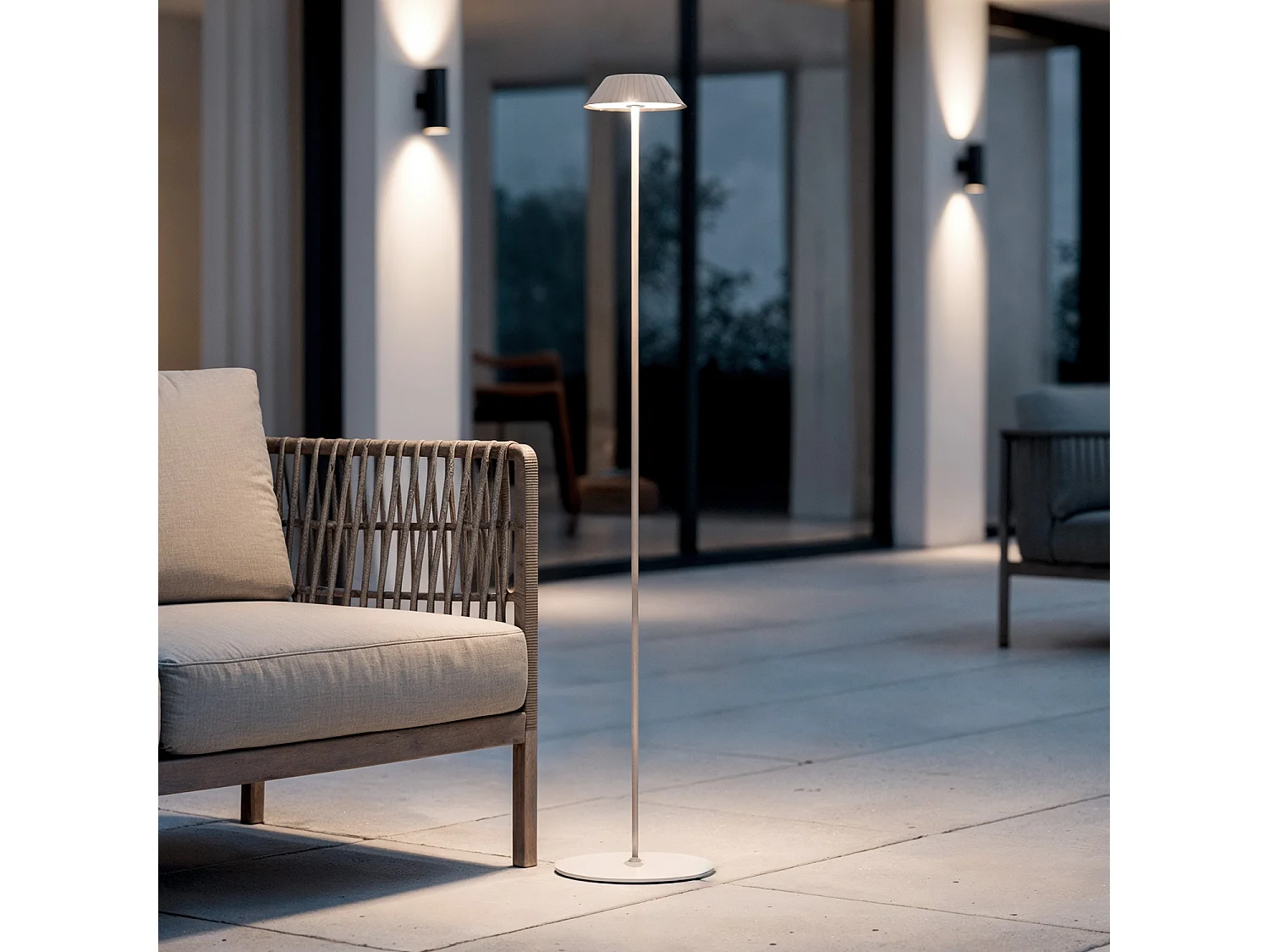 Lampadaire LED Portable Extérieur avec Batterie USB Rechargeable Hoima Beige