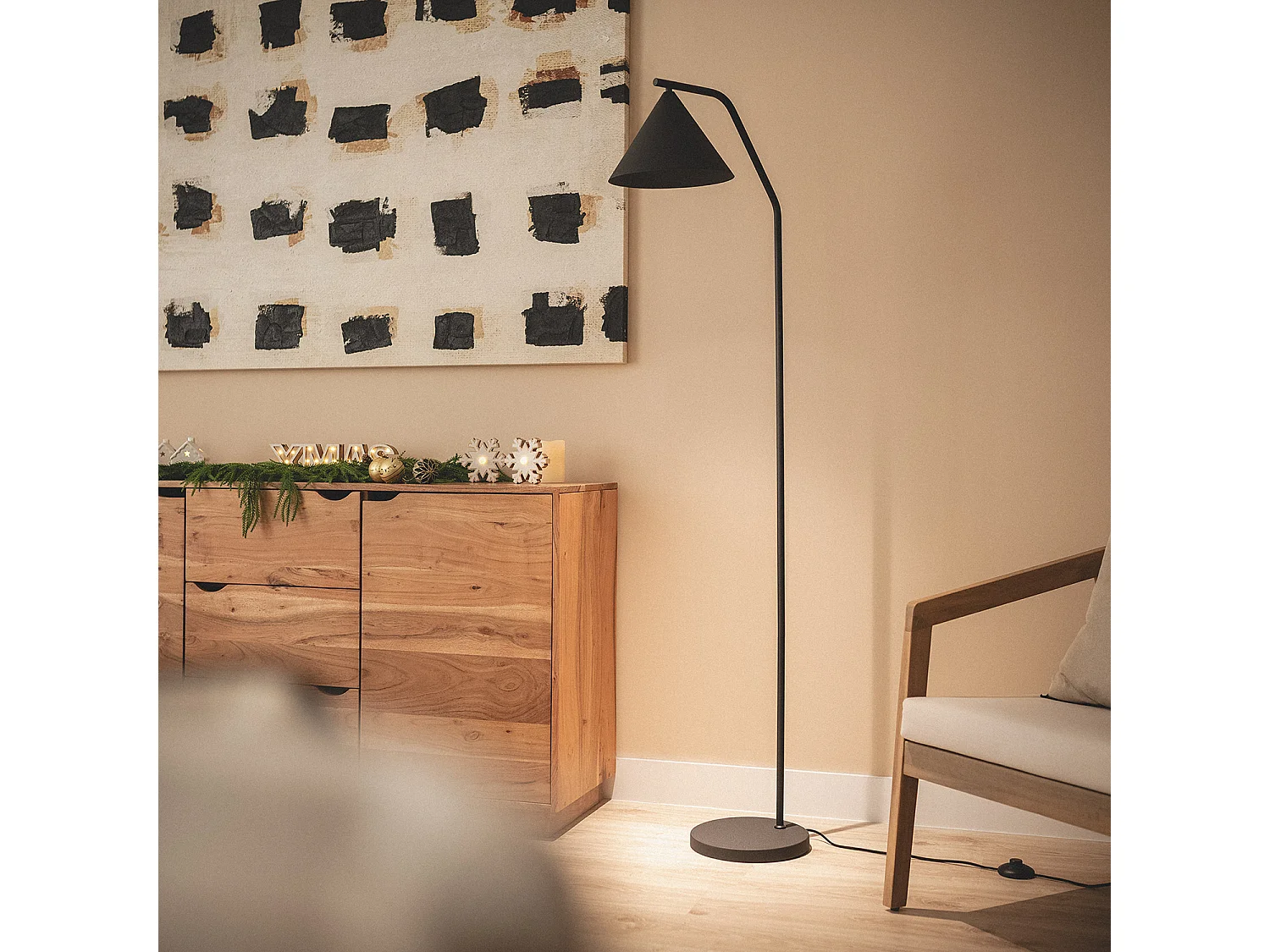 Lampadaire LED 8W Métal Elise Noir