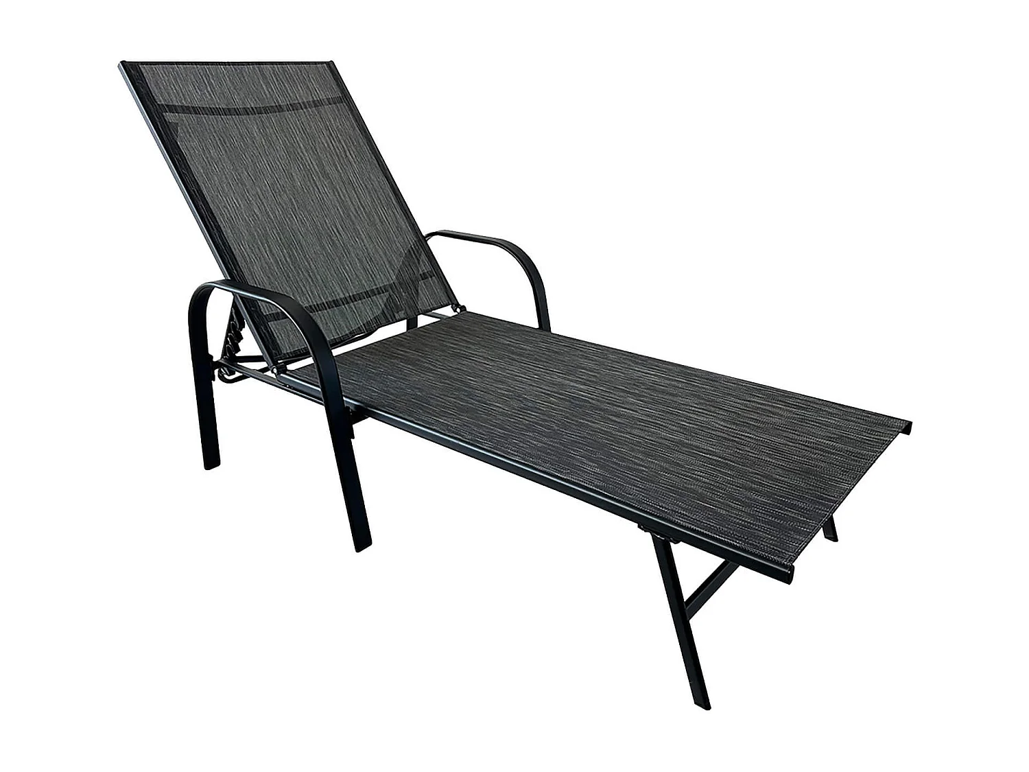 Chaise Longue Rebecca Mobili Oriri 95x195x69 Acier Polyester Gris Foncé Noir Moderne
