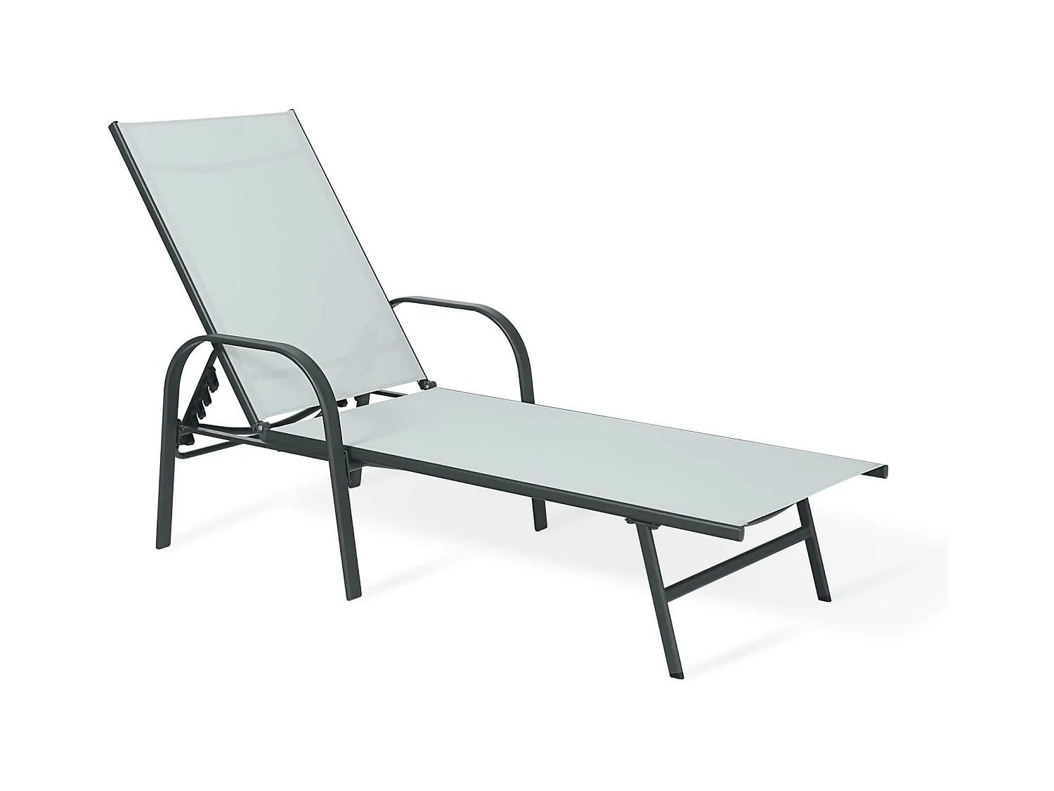 Sdraio Rebecca Mobili Darkin 95x195x69 Acciaio Poliestere Grigio Chiaro Antracite Moderno