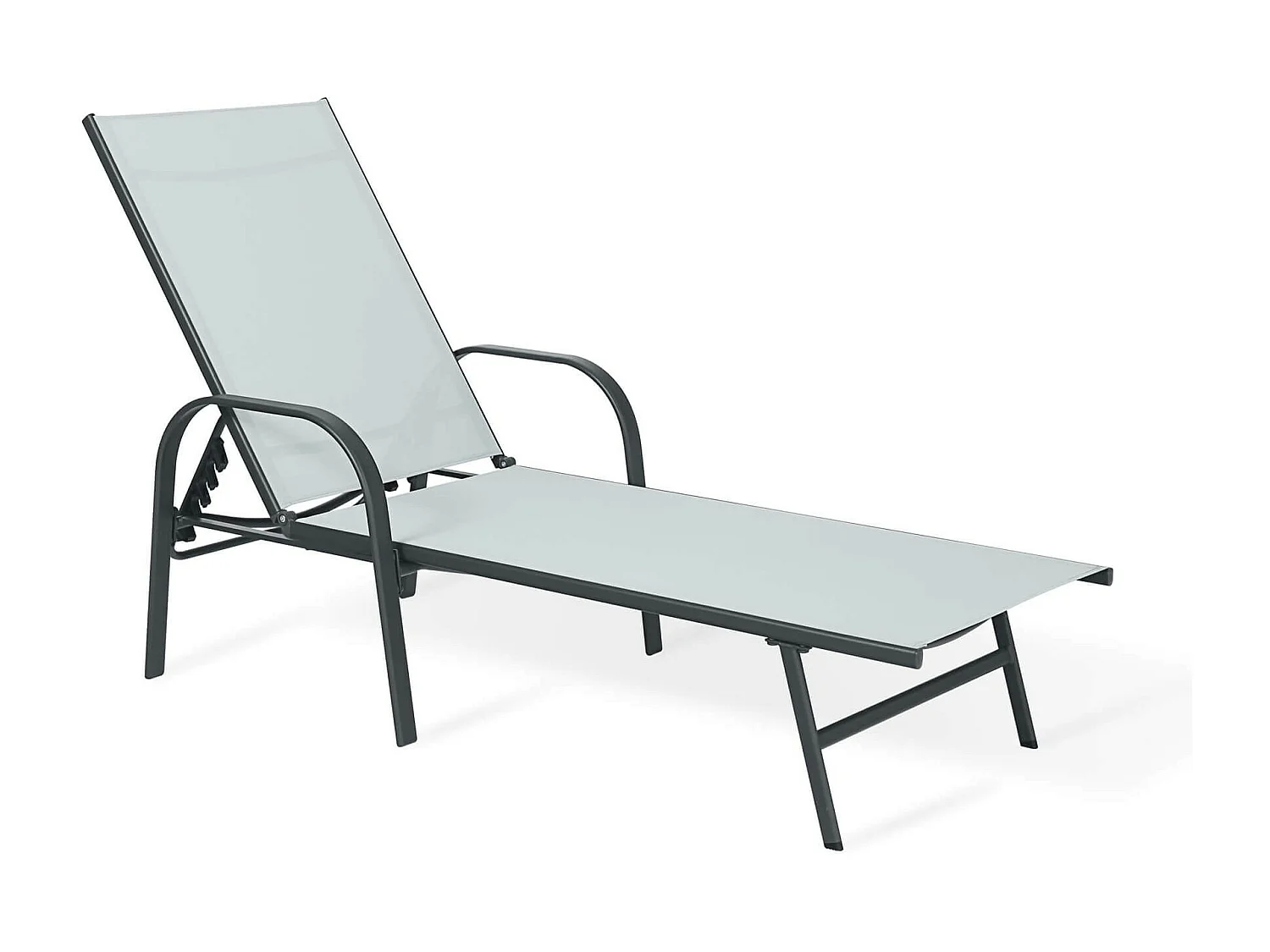 Chaise Longue Rebecca Mobili Darkin 95x195x69 Acier Polyester Gris Clair Anthracite Moderne