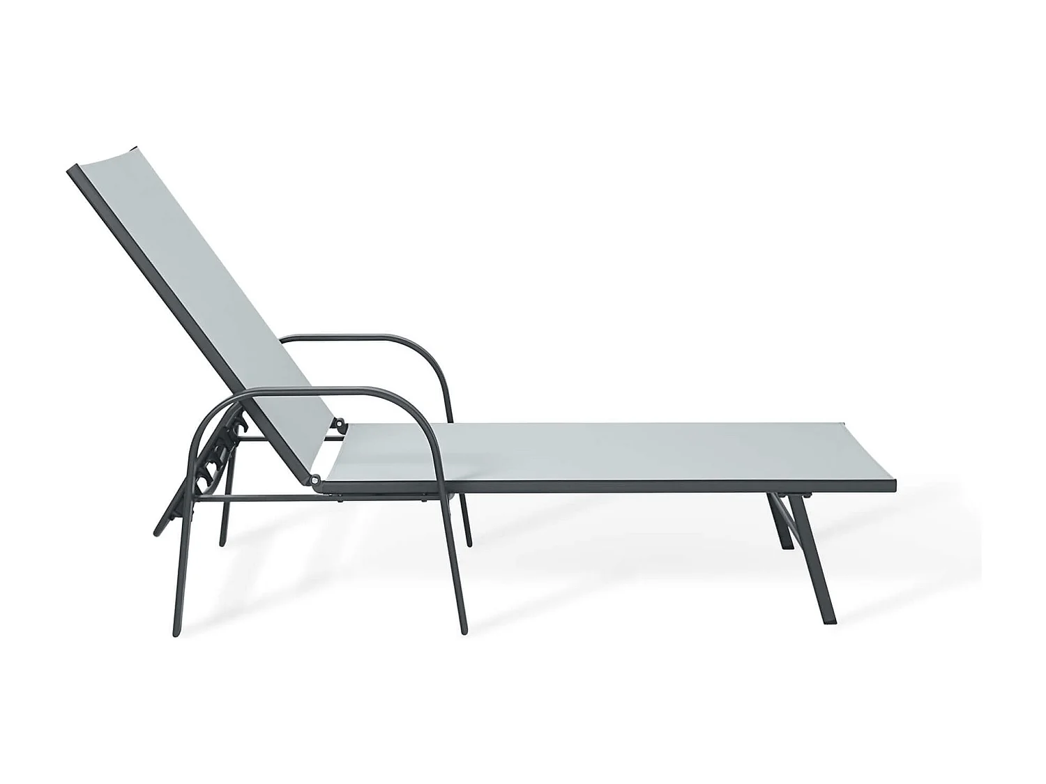 Chaise Longue Rebecca Mobili Darkin 95x195x69 Acier Polyester Gris Clair Anthracite Moderne